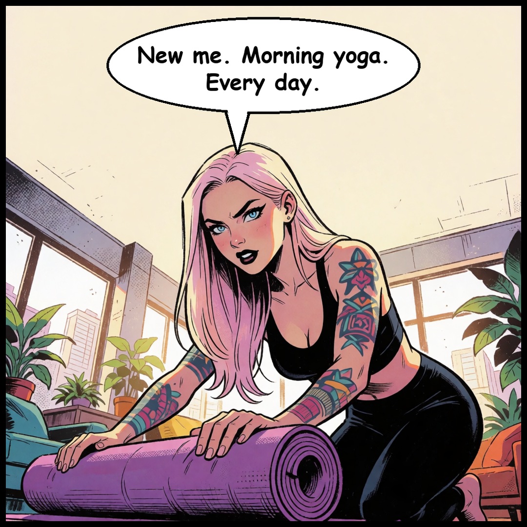 Lena & Nosferatu: Morning Yoga ‍, first panel