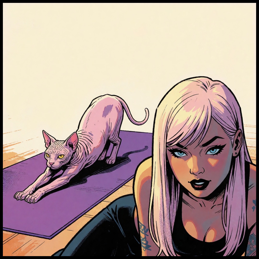 Lena & Nosferatu: Morning Yoga ‍, panel 3