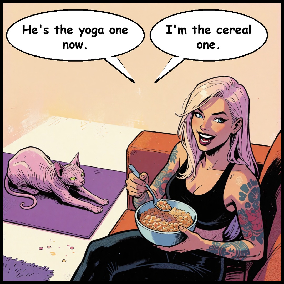 Lena & Nosferatu: Morning Yoga ‍, panel 4